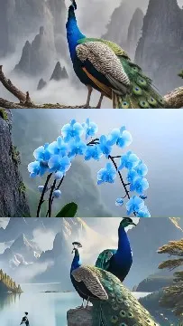 Peacock and Scenic Mountain Views