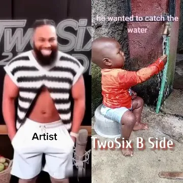 Smiling Artist and Child Reaching for Water