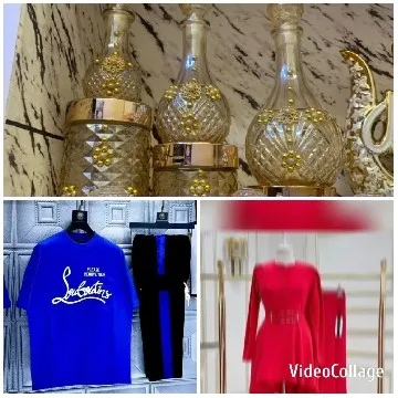 Decorative Bottles Against Marble Background