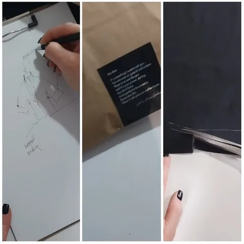 Sketching, Packaging, and Cutting Fabric
