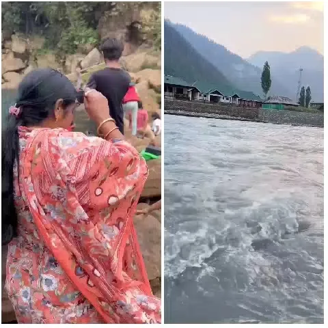 Colorful Woman and Scenic River View