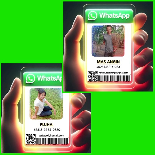 Digital Contact Cards Held by Hands