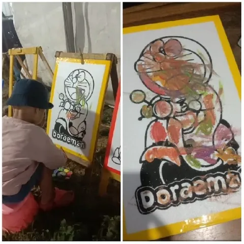 Child Painting Cartoon Character