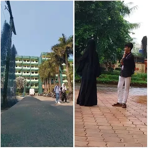 Pathway to Building with Palm Trees