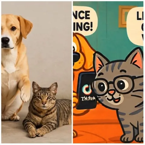 Real and Animated Pets Side by Side