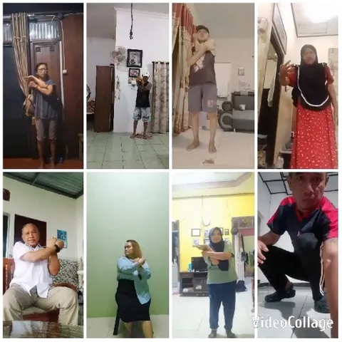 Individuals Stretching in Home Settings