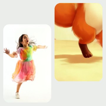 Child Dancing and Cartoon Animal Legs