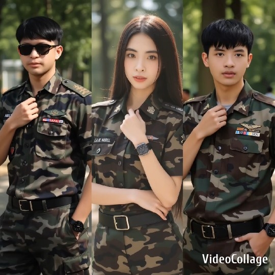Three Soldiers in Camouflage Uniforms