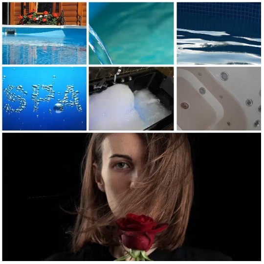 Woman with Rose and Spa Scenes