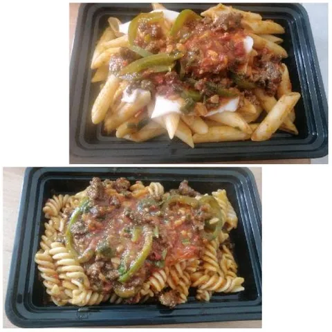 Two Containers of Pasta Dishes