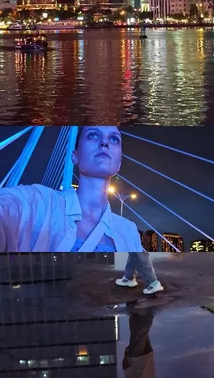 Nighttime Cityscape and Reflections