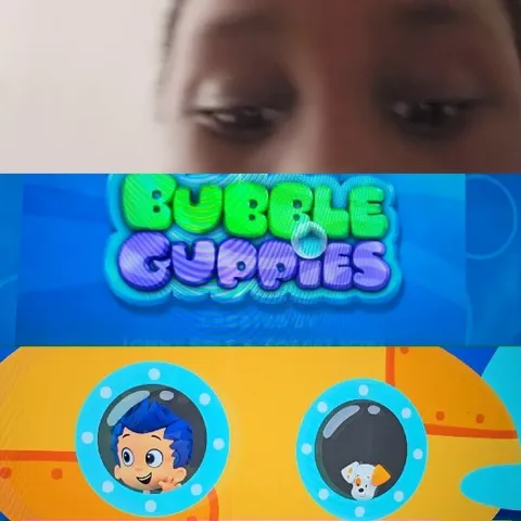 Child's Face and Cartoon Elements
