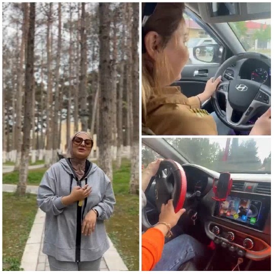 Woman Surrounded by Trees and Cars
