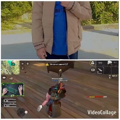 Person in Jacket and Video Game Screenshot