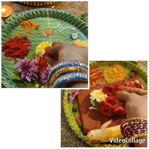 Hindu Ceremony Setup with Offerings