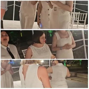 Outdoor Gathering in White Outfits