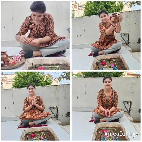 Person in Traditional Attire on Rooftop