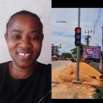 Smiling Person and Road Scene