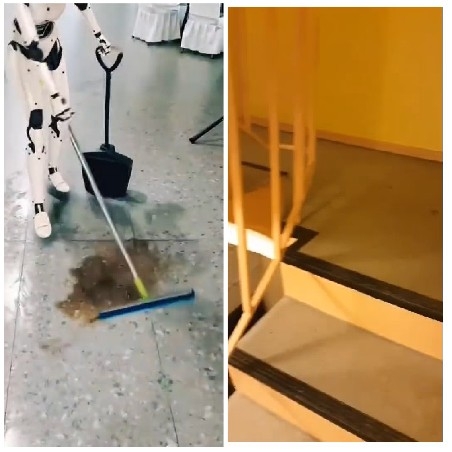 Robot Cleaning and Stairway Scene