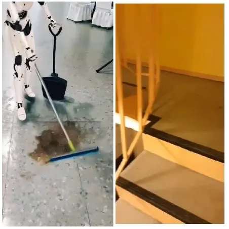 Robot Cleaning and Stairway Scene