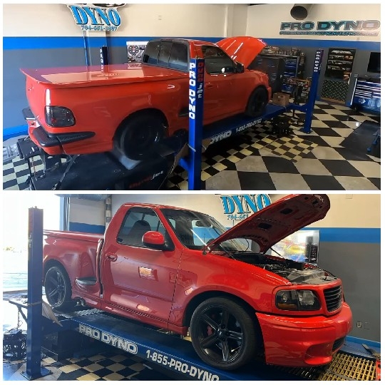 Red Pickup Truck on Dyno