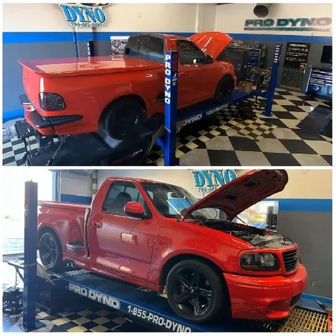 Red Pickup Truck on Dyno