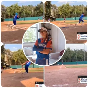 Baseball Game Action and Relaxed Player
