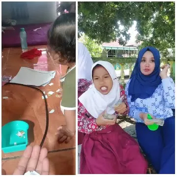 Child Playing with Paper and Snacks