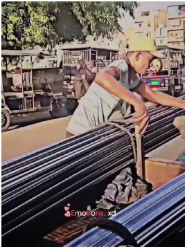 Casual Worker with Metal Rods