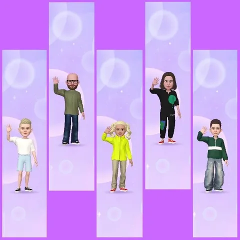 Animated Avatars Waving on Purple