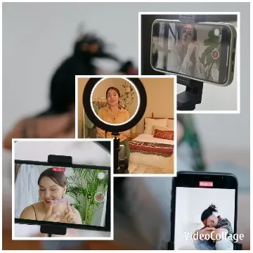 Woman Vlogging at Home Setup