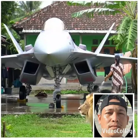 Fighter Jet Near Traditional House