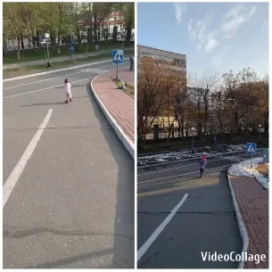 Children Walking on Paved Path