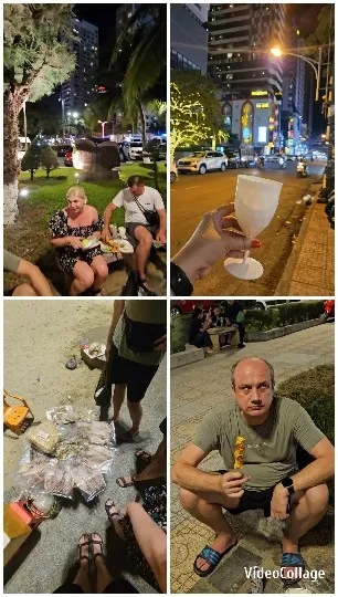 Nighttime Park Gathering With Food