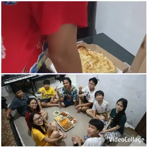 Pizza Close-Up and Group Dining
