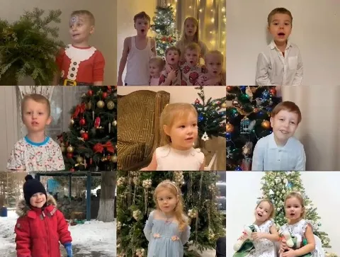 Children Celebrating Christmas Joy