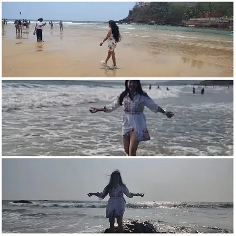 Woman Enjoying Beach Activities