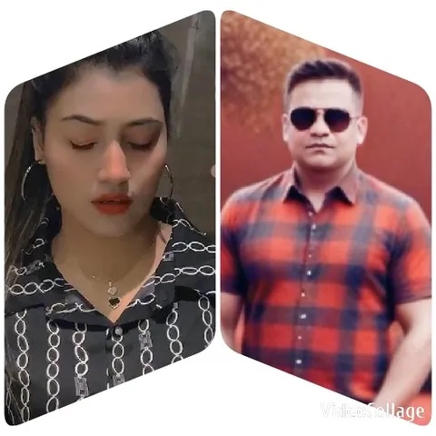 Woman and Man with Red Background