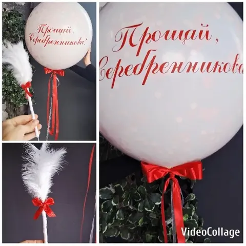 White Balloon and Feather Pen Close-up