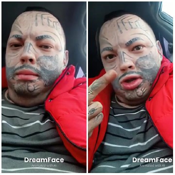Person with Tattoos Making Expressions