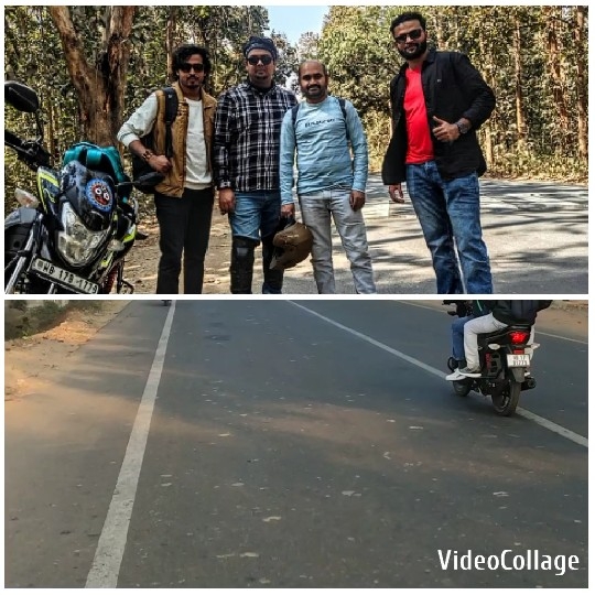 Men with Motorcycle on Road