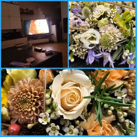 Colorful Flower Arrangement in Living Room
