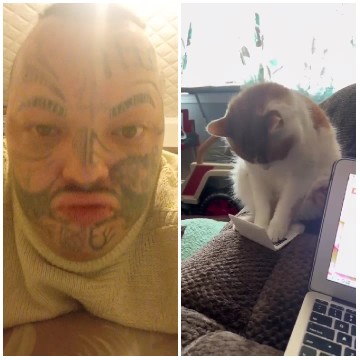 Tattooed Person Making Duck Face