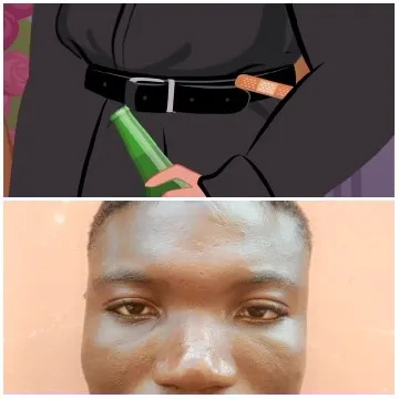 Person with Green Bottle Illustration