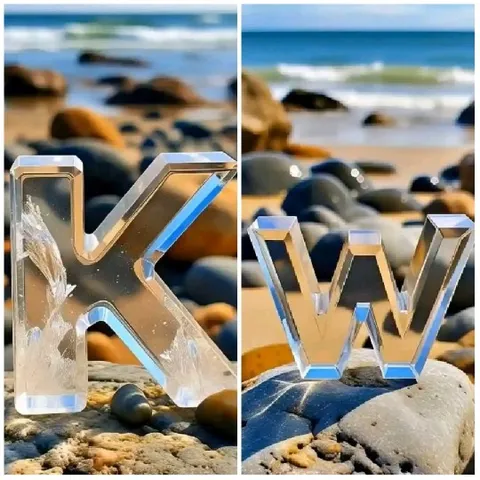 3D Letters on Rocky Beach