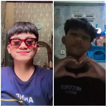 Smiling Youths and Heart Gesture