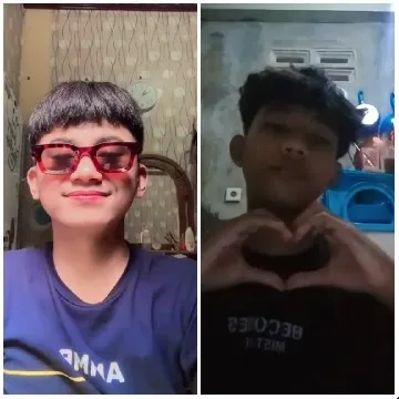 Smiling Youths and Heart Gesture