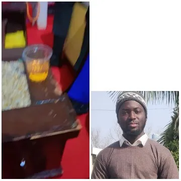 Yellow Drink and Man Outside