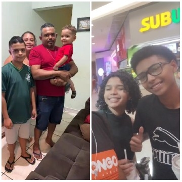 Family in Living Room and Shopping Selfie