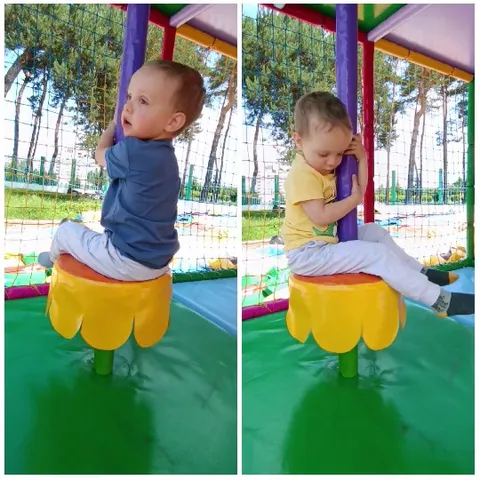 Children Playing on Colorful Equipment